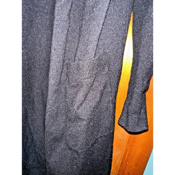 Love Tree Womens Long Sleeve Soft Knit Open Cardigan Duster Black‎ Pockets Large - Picture 2 of 6